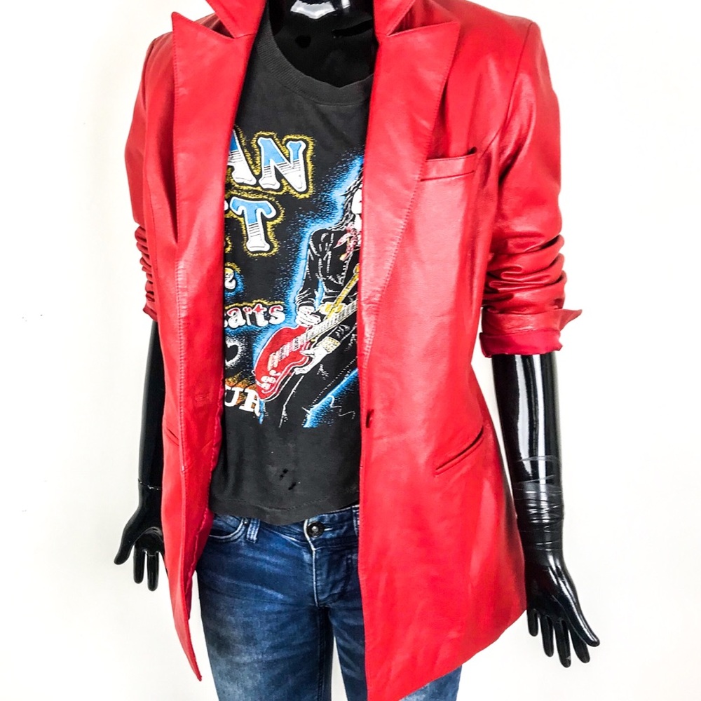 Vintage Newport News Red Leather Blazer Jacket